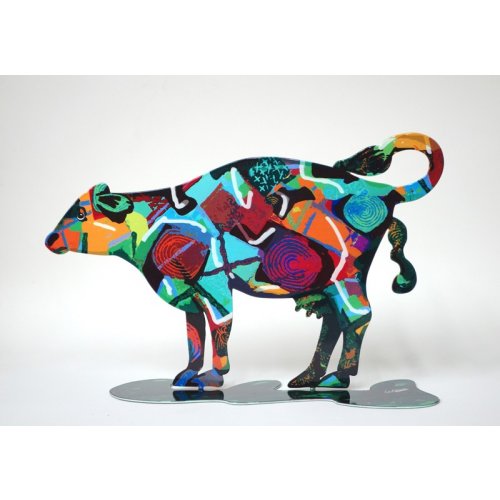 Tikva Cow Free Standing Double Sided Steel Sculpture - David Gerstein