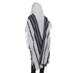 Traditional Chabad Wool Tallit Non Slip Prayer Shawl with Standard Tzitzit as Default