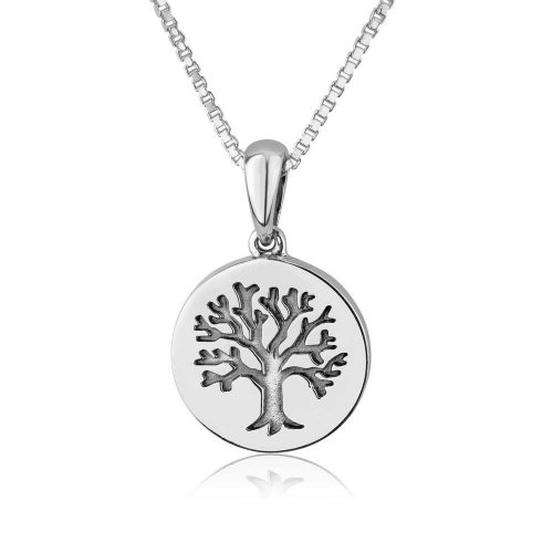 Tree of Life on Circular Pendant - Sterling Silver Necklace