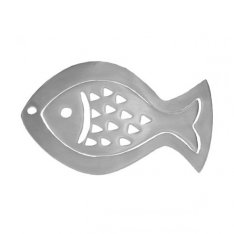 Two-in-One Silver Aluminum Trivet, Fish - Yair Emanuel