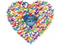 Wall Art, Colorful Heart Shape with Multiple Birds and Biblical Quotes - Dorit Judaica