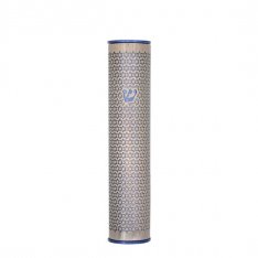 Wide Cutout Rounded Mezuzah Case, Silver and Powder Blue Stars of David - Yair Emanuel