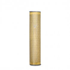 Wide Cutout RoundedGold Mezuzah Case, Stars of David - Yair Emanuel