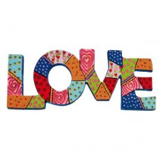 Yair Emanuel Hand Painted Metal Wall Hanging, Love in English - Colorful