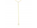 Yellow Gold Plated Sterling Silver Necklace  Zircon Decorated Lariat Pendant