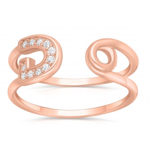 Zircon Decorated Horseshoe at End of Sterling Silver Ring - Rose Gold, Gold or Silver