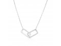 Zircon Pendant Necklace with Linking Rectangles  Choose Sterling Silver or Yellow Gold