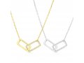 Zircon Pendant Necklace with Linking Rectangles  Choose Sterling Silver or Yellow Gold